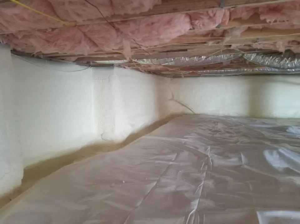 Crawl space encapsulation with closed-cell spray foam for Storm Damage Roof Repair in Rutherford